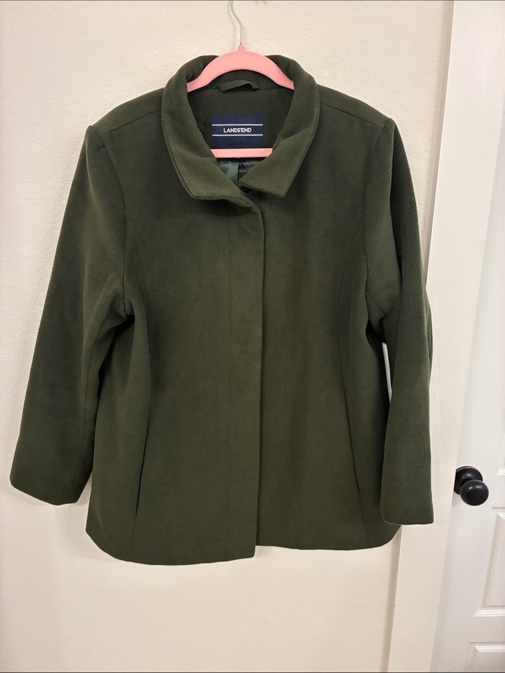 Lands’ End Hunter Green Car Coat — Size 16W EUC | Classic Neutral Polished Style